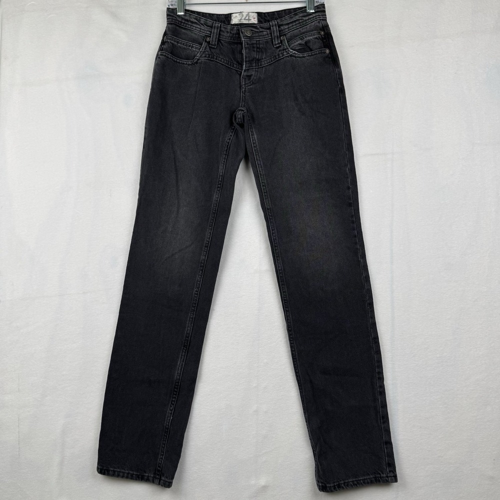Free People Jeans Women's Size 24 Black Button Fly Straight Leg Grunge‎ Skater